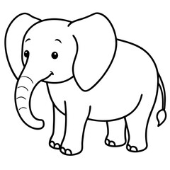 Cute Silhouette of an Elephant line art vector cartoon illustration