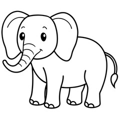 Fototapeta premium Cute Silhouette of an Elephant line art vector cartoon illustration