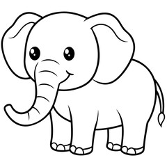 Naklejka premium Cute Silhouette of an Elephant line art vector cartoon illustration