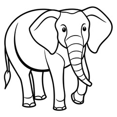 Cute Silhouette of an Elephant line art vector cartoon illustration