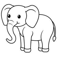 Fototapeta premium Cute Silhouette of an Elephant line art vector cartoon illustration