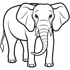 Obraz premium Cute Silhouette of an Elephant line art vector cartoon illustration