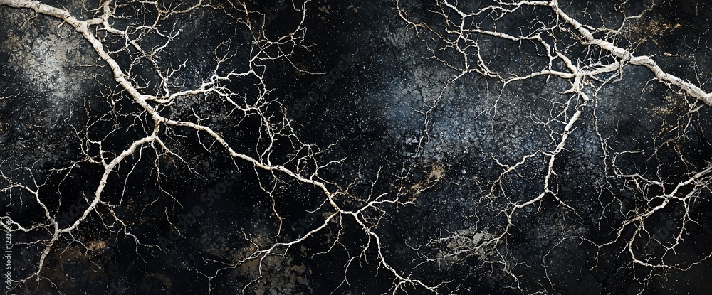 Poster abstract dark background with white branches.