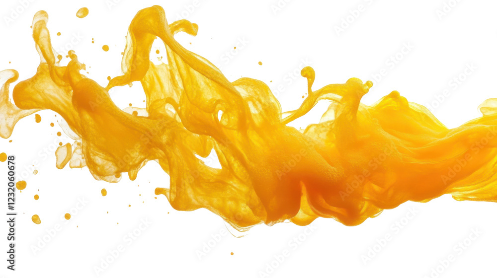 Poster orange juice splashing with transparent background