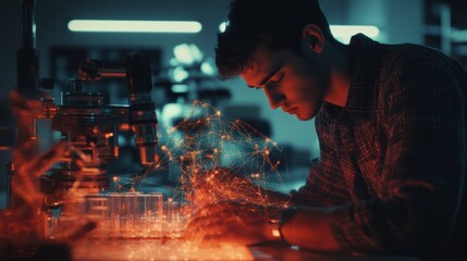Quantum entanglement visualized, glowing particles, holographic interface, abstract energy waves