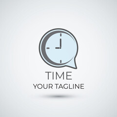 Chat time clock logo design template