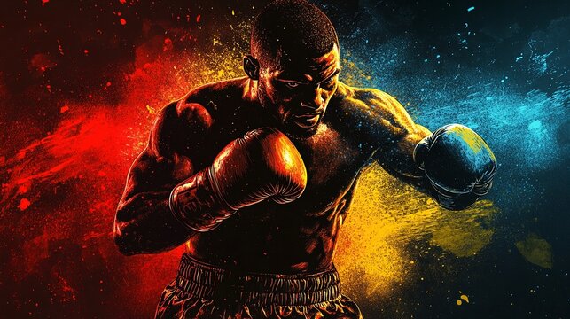 A dramatic and intense poster featuring two boxers, with one appearing to be throwing a punch and the other poised to defend.