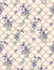 Indian Traditional floral block print booti design allover seamless repeat pattern