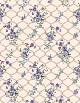 Indian Traditional floral block print booti design allover seamless repeat pattern