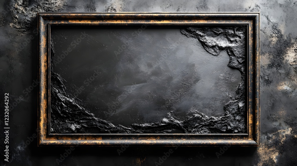 Poster dramatic grunge style picture frame with dark moody lighting and a heavily textured distressed backd