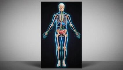 Anatomical breakdown of the human body scientific illustration studio setting educational focus