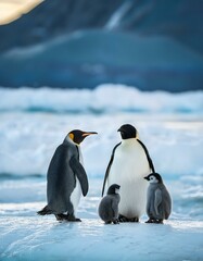 Naklejka premium emperor penguin family, AI generated