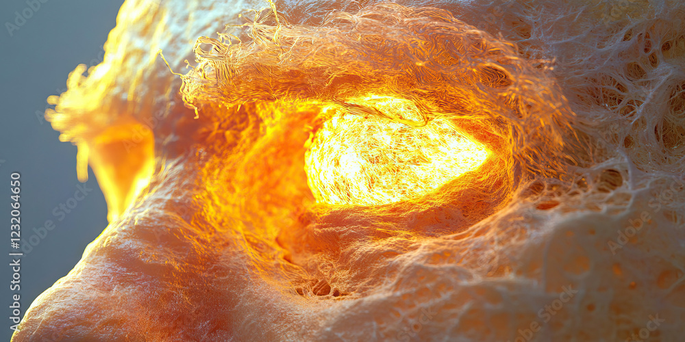 Poster glowing orb within fibrous structure