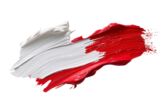 Abstract Red and White Paint Stroke,  IIsolated from the background