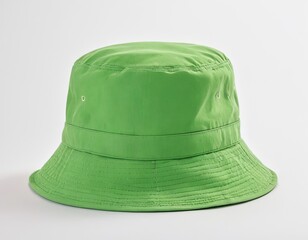 Fototapeta premium Vibrant green bucket hat showcasing a modern and stylish design, perfect for sunny days.