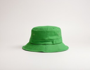 Vibrant green bucket hat with a simple design, perfect for outdoor adventures.