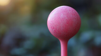 Pink Orb in a Blurred Garden: A Close-Up Macro Shot