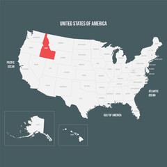 Fototapeta premium Idaho - Red Vector Map of Idaho