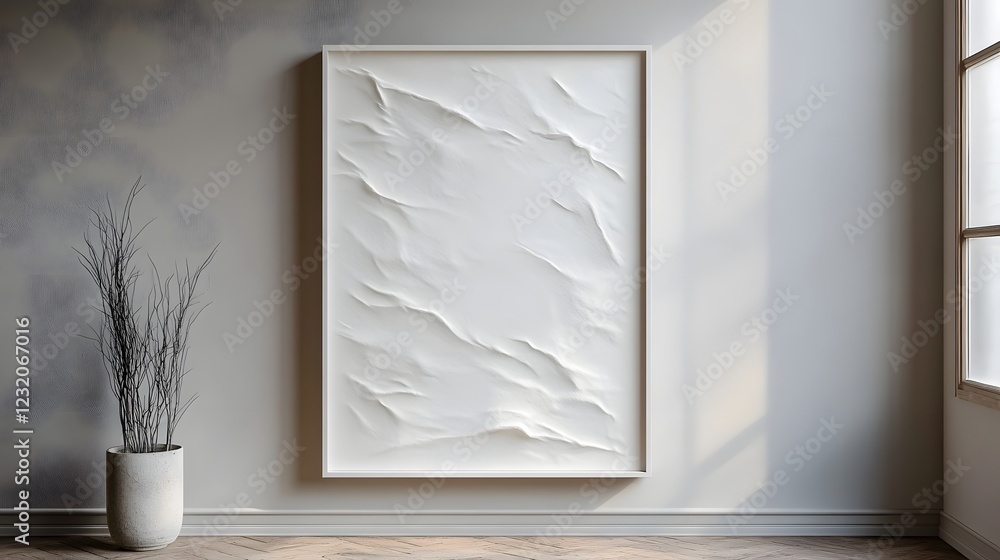 Poster elegant minimalist wall art featuring a beautifully framed textured abstract pattern in soothing mon