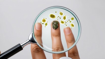 Exploring microorganisms on fingernails laboratory scientific image close-up research