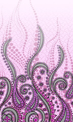 digital Traditional Geometric Ethnic border, floral leaves baroque pattern and Mughal art elements, Abstract texture motif, and vintage Ornament artwork combination for textile printing.paisley design