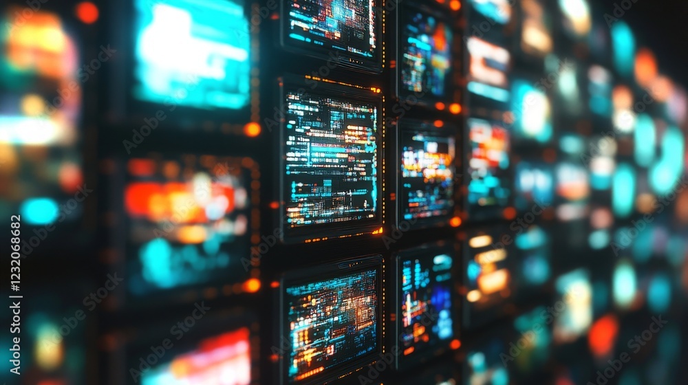 Aufkleber dynamic display of digital information on multiple screens in a modern environment