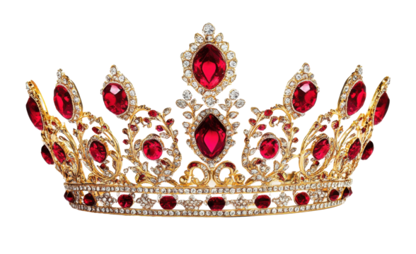 Queen crown isolated on white background transparent PNG clipart.