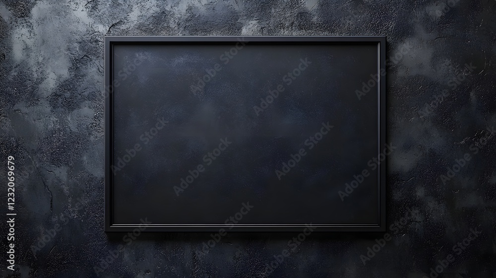 Fototapete Grungy concrete wall backdrop with a dark minimalistic empty frame or billboard display  Clean simple and contemporary design template for graphic artworks posters or studio presentation