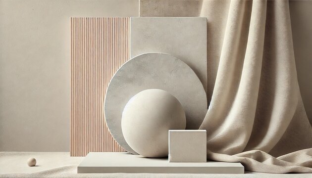 A large, high-resolution image featuring minimalist textures. The composition includes soft, neutral-toned surfaces with subtle variations