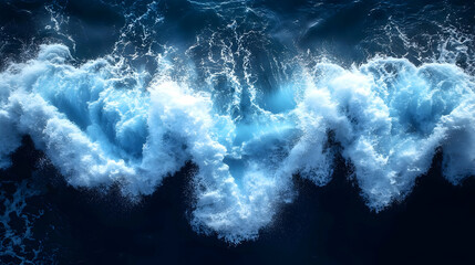 Fototapeta premium Abstract Blue and White Ocean Waves Splashing