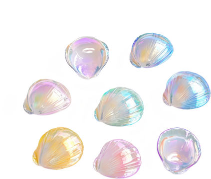 seashell in holographic color theme