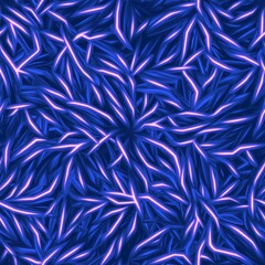 Futuristic Neon Blue and Purple Glowing Organic Pattern, Abstract Sci-Fi Texture with Electric Energy, Dynamic Light Streaks for Digital Art, Wallpaper, Fabric, and Cyberpunk Aesthetic