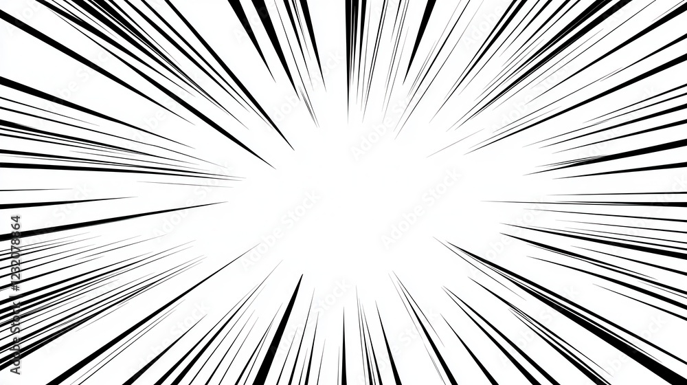 Poster abstract black and white radial burst background. dynamic lines radiate from the center, creating a 