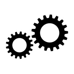 Gear wheel abstract vector set. Collection of different black cogwheels isolated on transparent background. Doodle style gear mechanism. New business idea, teamwork, progress, technology concept.