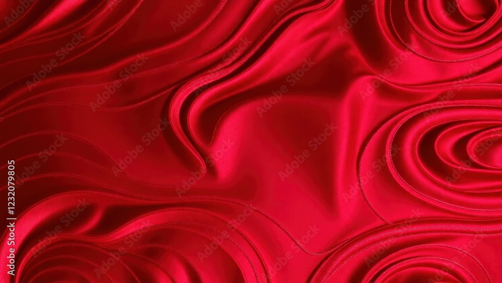Aufkleber rich crimson silk fabric elegantly draping and swirling to create captivating patterns under soft li
