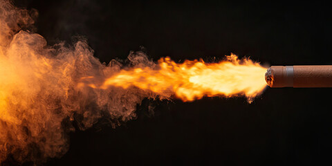 Flame and Smoke Emitting from Cardboard Tube