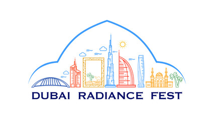 Dubai Skyline Minimal Logo Design Template.