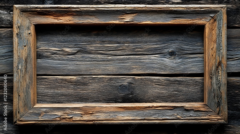 Aufkleber Rustic and weathered wooden frame backdrop with a vintage distressed appearance  This image can be used as an overlay template or for displaying photos designs or other content
