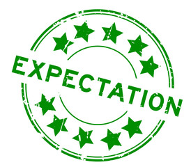 Grunge green expectation word round rubber seal stamp on white background