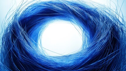 Abstract swirling vortex of blue and white, creating a dynamic and energetic composition. The bright white center contrasts sharply with the dark