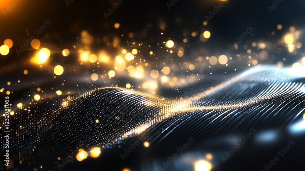 Poster dynamic sparkling abstract background with light reflections and wave patterns in 4k resolution