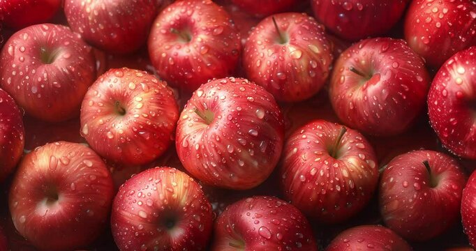 fresh red apples close-up high-definition top view vibrant texture glossy natural produce