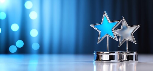 Two silver stars award ceremony bokeh background