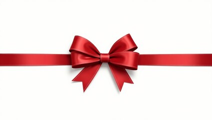 Elegant red ribbon bow on white background