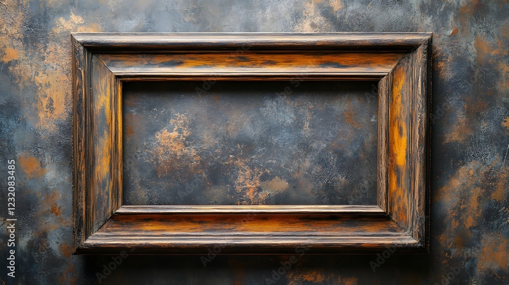 Aufkleber Rustic wooden frame with distressed and weathered surface texture creating a vintage grunge and backdrop for design decor and display purposes