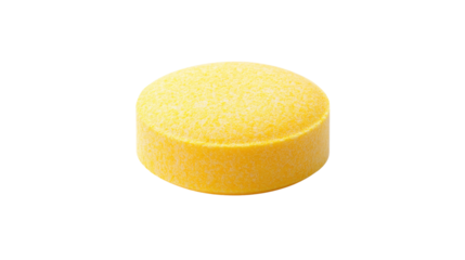 Bright yellow tablet on transparent background
