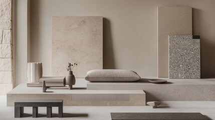 Serene Minimalist Interior Design with Neutral Tones and Textured Materials
