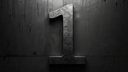 Negative Space Creates a Striking Representation of the Number One Against a Textured Dark Background