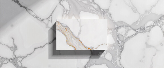 Elegant business card on luxurious marble in modern office setting, branding