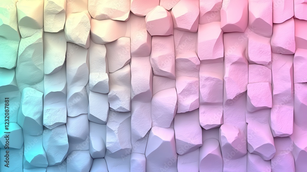 Poster pastel colored abstract background of a textured surface resembling fragmented stones or crystals. t